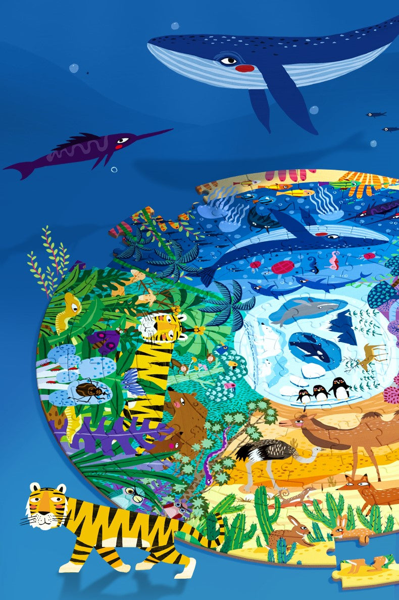 Puzzle circular Animales del mundo