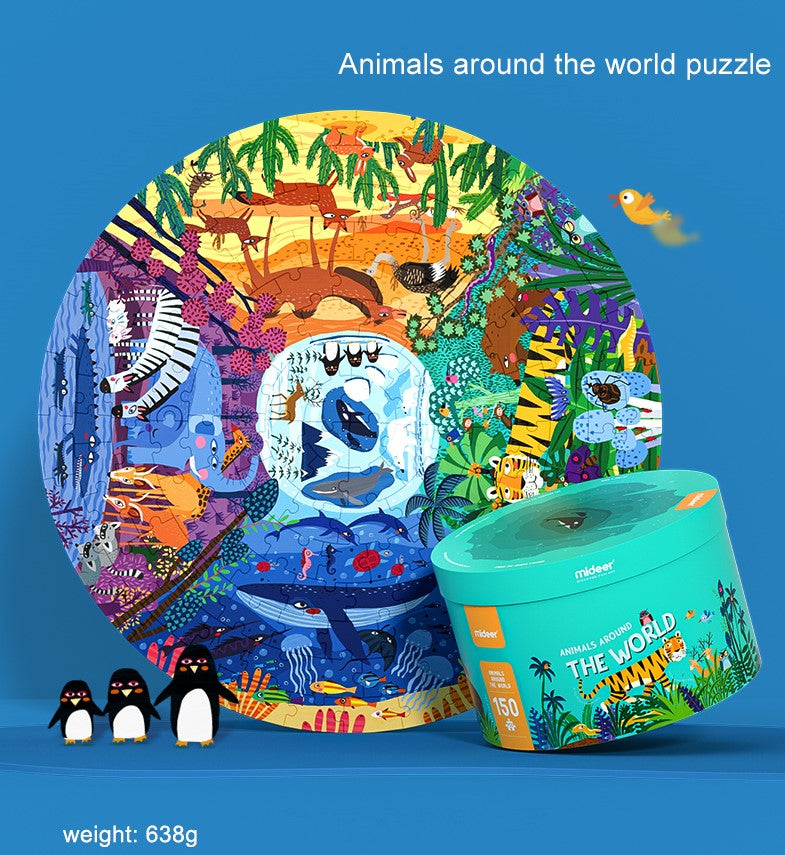 Puzzle circular Animales del mundo